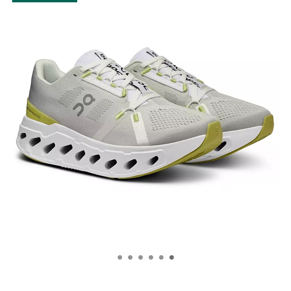 On Running Cloudeclipse Gray and Green Athletic Shoes with Streamlined Design
